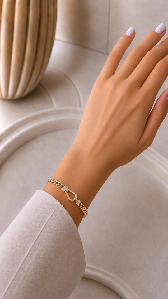 14K VİP Geçmeli ZirkonTaşlı Gurme Bileklik