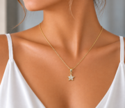 VİP 14K Taşlı Minimal Yıldız  Kolye