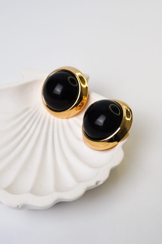 Siyah Vintage Bombe Küpe