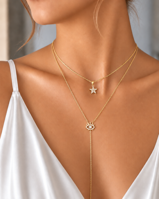 VİP 14K Aura İkili Kolye Set