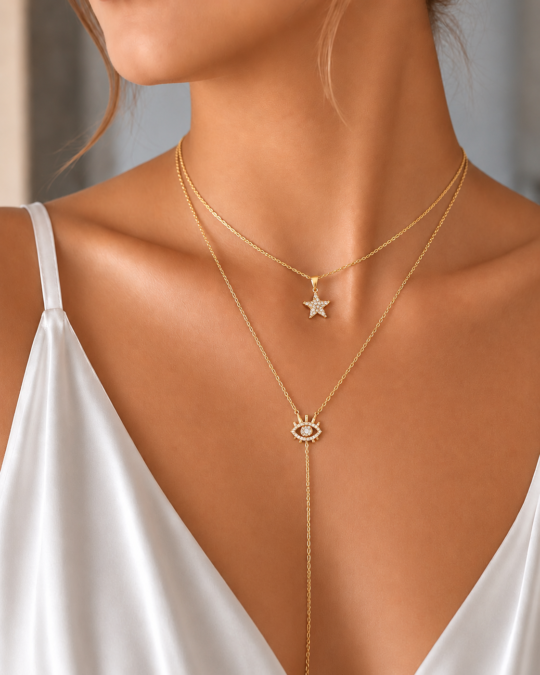 VİP 14K Aura İkili Kolye Set