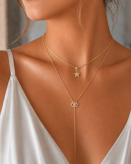VİP 14K Aura İkili Kolye Set