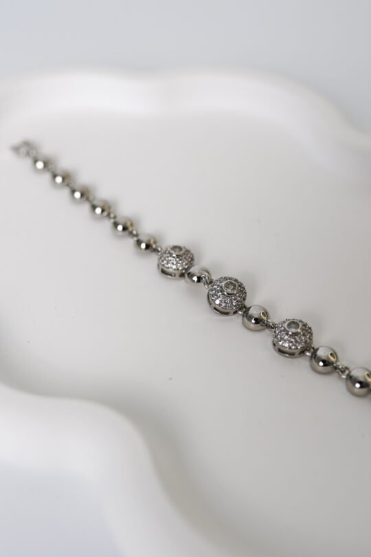 VİP Silver Serme Taş Detayı Bileklik